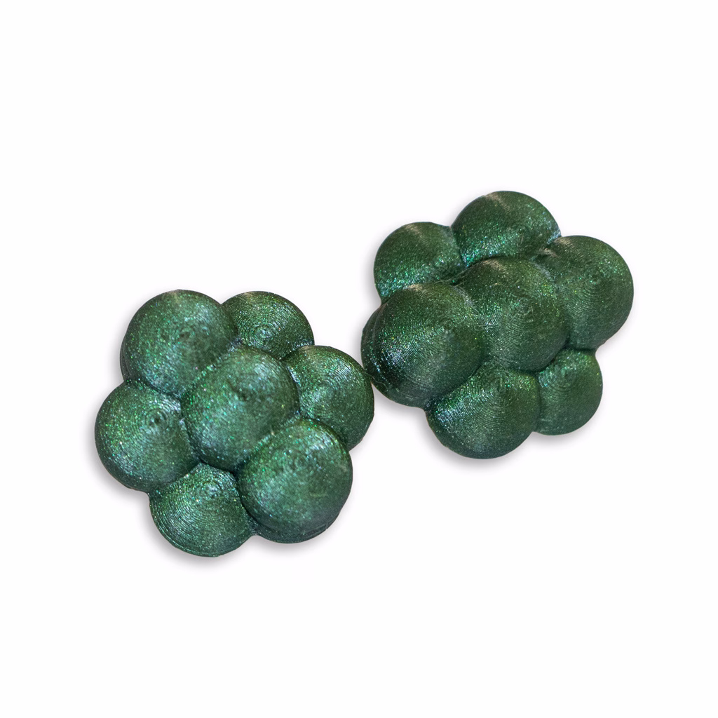 Metaball Verde - brinco escultural design autoral KUBOLAB